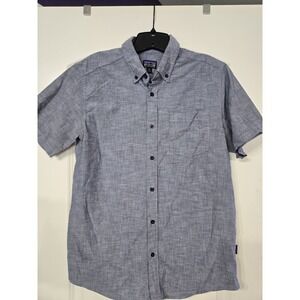 Patagonia Organic Cotton‎ Shirt Men Medium Gray Short Sleeve Button Up